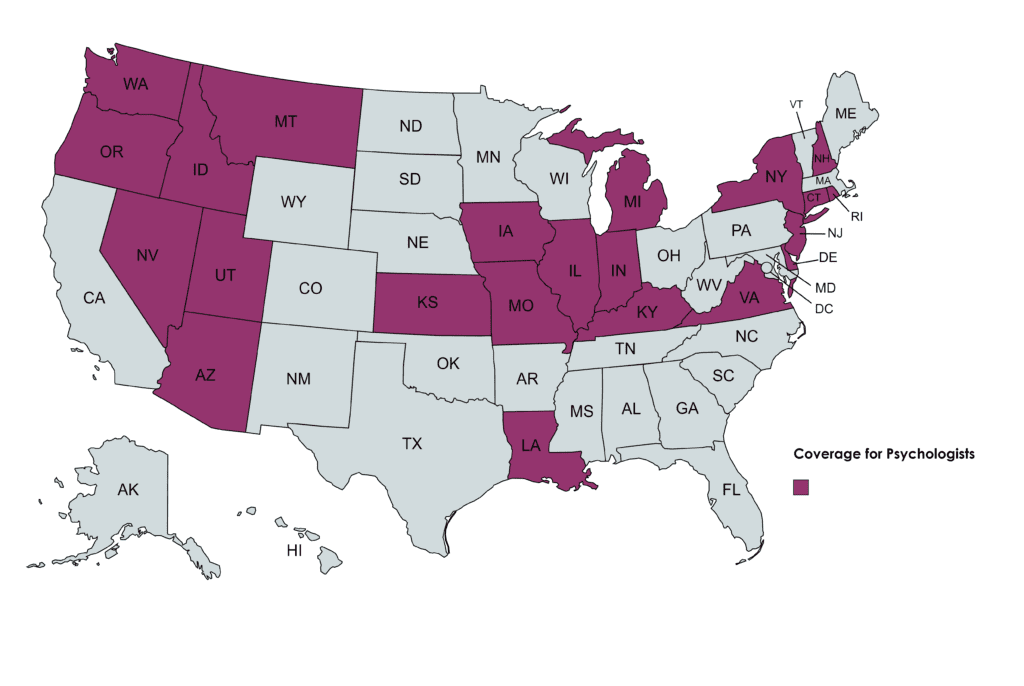 Map showing which states SEI offers CEs for psychologists